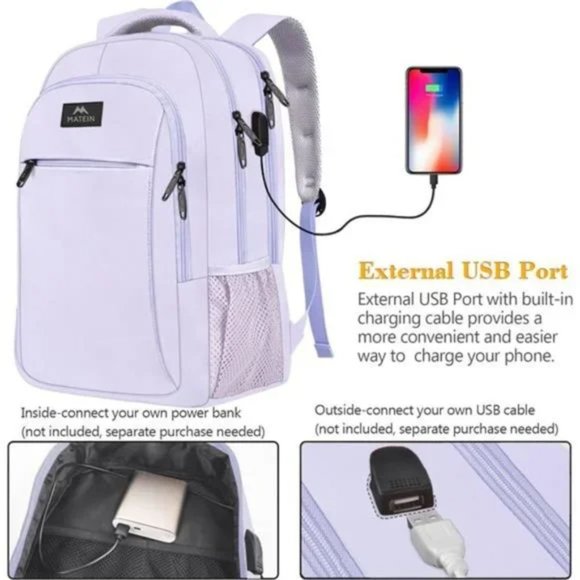 TRAVEL Laptop Backpack Lavender Purple - Picture 2 of 8